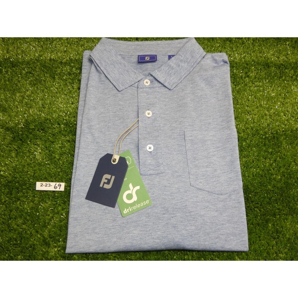 FootJoy Men's Drirelease Jersey Golf Shirt Heather Blue Large 29061